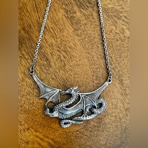Silver Dragon Pendant Necklace